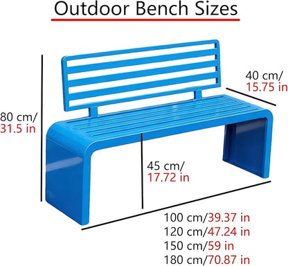 Metal Garden Bench, Outdoor Benches Weatherproof 100/120/150/180 Cm Patio Bench with Backrest, Park Benches Seat for Outside Picnic Yard Front Porch Outdoor Furniture Deco(Green,180 cm/70.87 in)