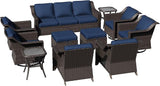 11 Pieces Patio Conversation Furniture Set - 1 Sofa, 2 Ottoman, 2 Armchairs, 4 Swivel Chairs, 2 Side Tables - Photo 7