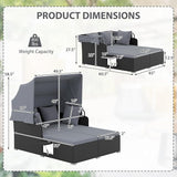 ORALNER Outdoor Daybed, 2-Person Wicker Patio Sofa with Retractable Canopy, Cushions & Pillows, 2 Side Trays - Photo 2