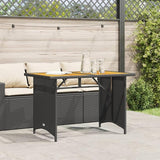 Garden Table, Durable Weather-Resistant PE Rattan Frame Solid Acacia Wood Tabletop, Stable Powder-Coated Steel Frame - Photo 4