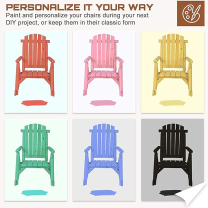 HOMEDIARY Wooden Adirondack Rocking Chair, Patio Log Rocker Outdoor Lounge Chair with Slatted Wooden Design, High Fanned Back & Classic Rustic Style for Patio Garden Backyard Porch, Natural