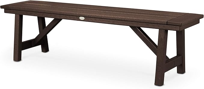 POLYWOOD Rustic Farmhouse 60" Backless Bench in Mahogany