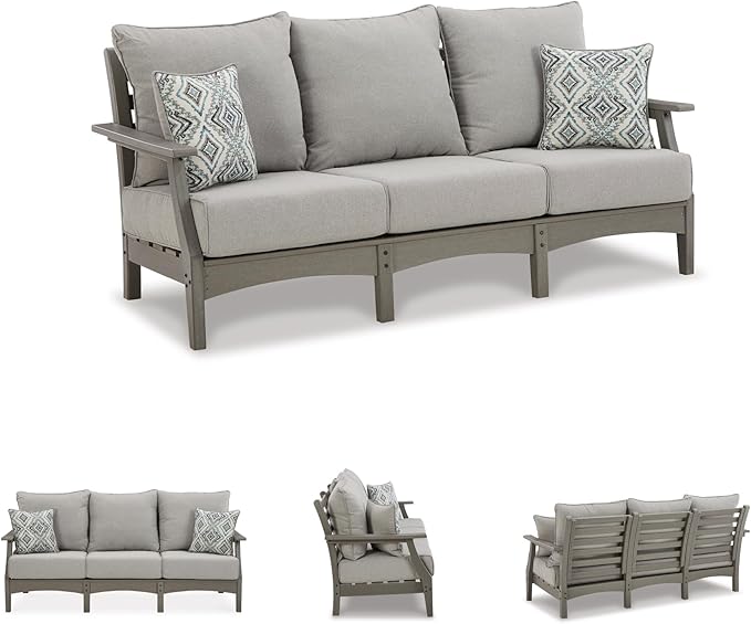 Signature Design by Ashley Visola Outdoor Patio Sofa with All-Weather Cushion and 2 Throw Pillows - Photo 6