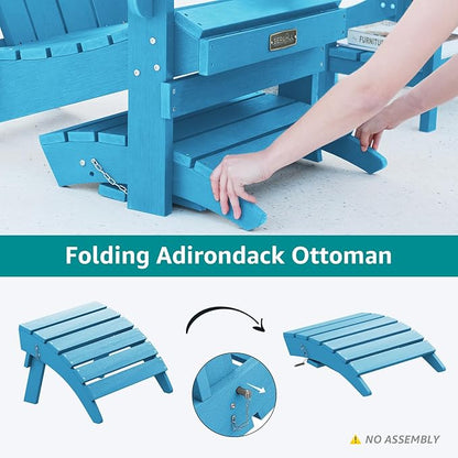 SERWALL Folding Adirondack Chair Footrest, Adirondack Ottoman Without Assembly, HIPS Adirondack Footsool, Aruba