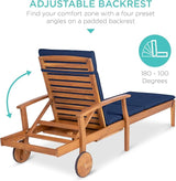 Best Choice Products 79x26in Acacia Wood Chaise Lounge Chair Recliner, Outdoor Furniture for Patio - Photo 6
