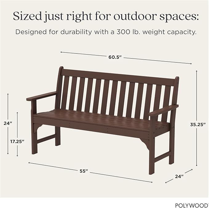 POLYWOOD GNB60MA Vineyard 60" Bench, Mahogany - Photo 3