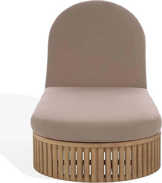 SAFAVIEH Couture Outdoor Patio Furniture Collection - Arielle Solid Wood Sun Lounger, Adjustable Reclining Chaise Lounge Chair, Fully Assembled (CPT5002)