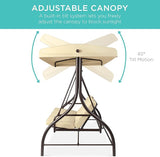 Best Choice Products 3-Seat Outdoor Large Converting Canopy Swing Glider, Patio Hammock Lounge Chair for Porch - Photo 5