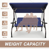 3 Seat Outdoor Porch Swing Bench, Adjustable Canopy Swing Chair - Photo 5