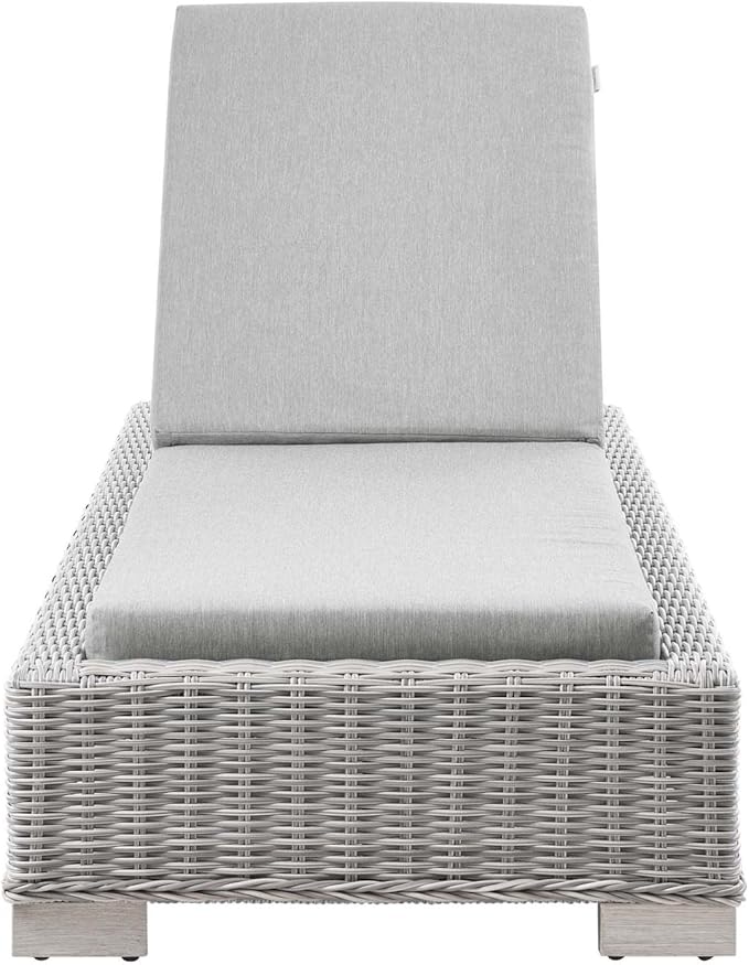 Conway Outdoor Patio Wicker Rattan Chaise Lounge in Light Gray Gray