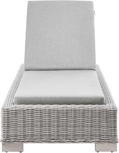 Conway Outdoor Patio Wicker Rattan Chaise Lounge in Light Gray Gray
