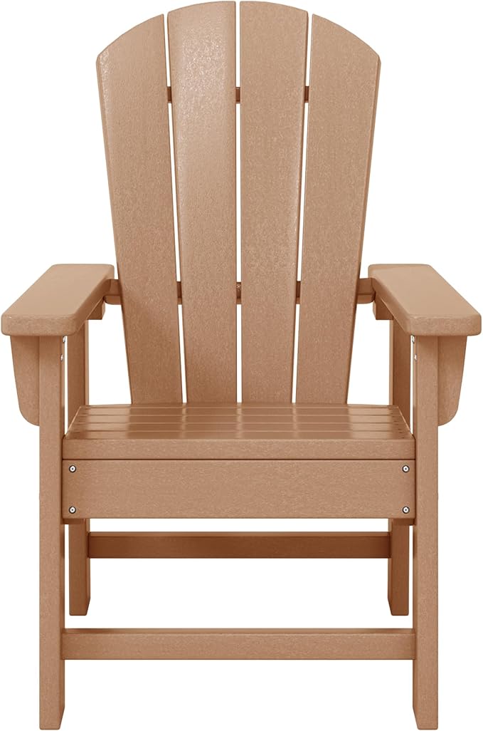 WestinTrends Malibu Kids Outdoor Adirondack Plastic Patio Chair (Set of 2), Teak