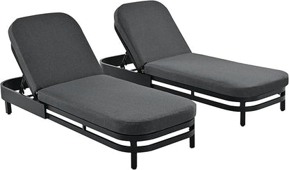 SOFTSEA Outdoor Chaise Lounge Chair Set of 2, Modern Aluminum Chaise Loungers with Premium Olefin Cushions, UV-Resistant & Water-Resistant, 5-Level Reclining, Patio Recliner Chair for Poolside, Gray