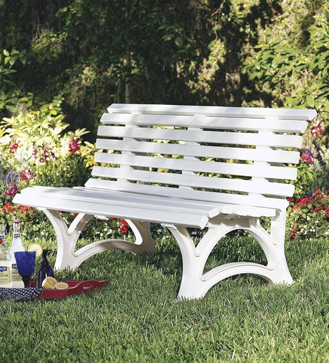 Plow & Hearth Weatherproof German PVC Outdoor Bench | 3-Seat | Holds Up to 500 lbs | Garden Patio Porch Park Deck - Photo 5
