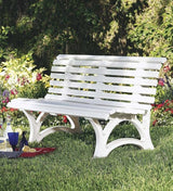 Plow & Hearth Weatherproof German PVC Outdoor Bench | 3-Seat | Holds Up to 500 lbs | Garden Patio Porch Park Deck - Photo 5