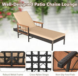 Tangkula 3 Pieces Patio Chaise Lounge Set, 2 Rattan Lounge Chairs with 4-Level Adjustable Backrest - Photo 8