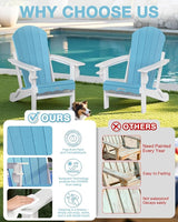 Folding Adirondack Chair –Recyclable HDPE Outdoor Adirondack Patio Chair with Cup Holder, Wood Texture & Umbrella Hole - Photo 7