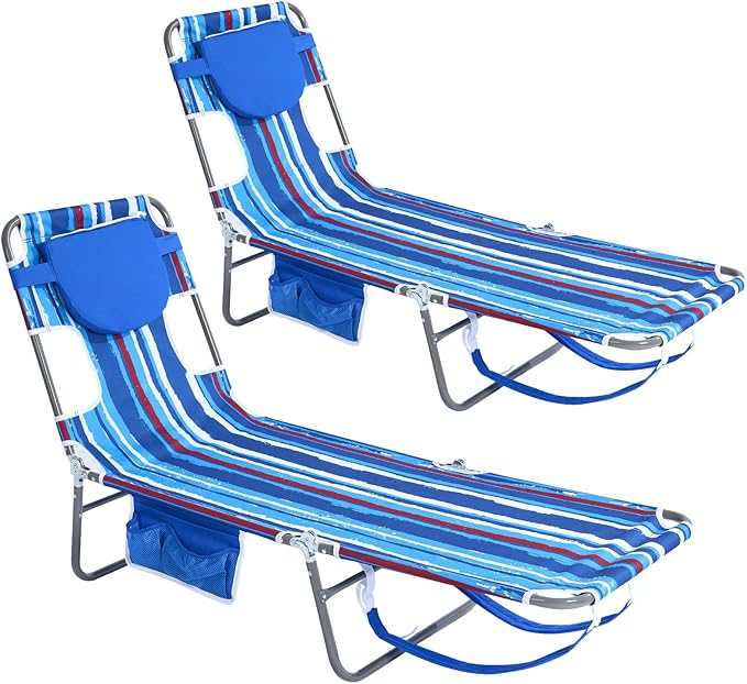 daystar SunnyFeel Beach Lounge Chair, Backpack Reclining Beach Chairs Lay Flat, Face Down Tanning Chair, Folding Camping Chairs Portable Camp Cot with Backpack Straps for Outdoor/Picnic/Lawn