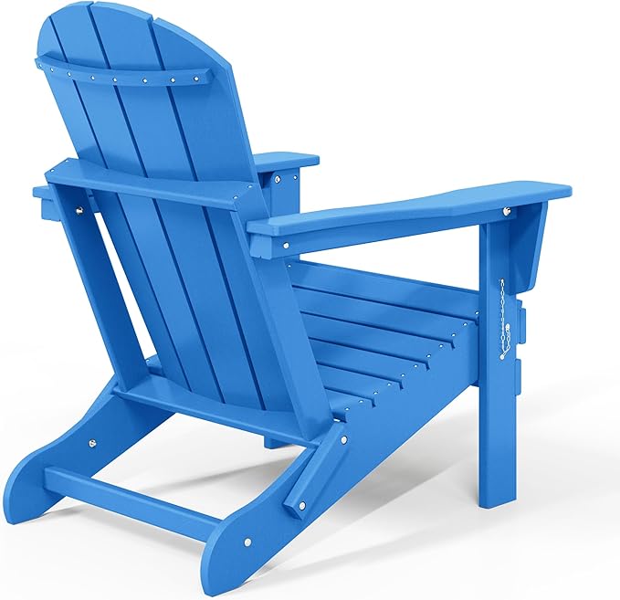 Costaelm 4-Piece Set Outdoor/Patio Poly Adirondack Chairs with a Coffee and a Side Table (2 Seater), Pacific Blue - Photo 3