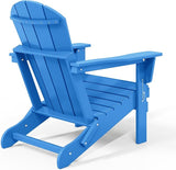 Costaelm 4-Piece Set Outdoor/Patio Poly Adirondack Chairs with a Coffee and a Side Table (2 Seater), Pacific Blue - Photo 3