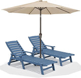SERWALL Patio Chaise Lounge Chair Set of 2 with 9FT Patio Umbrella, 78'' HDPE Outdoor Lounger - Photo 1