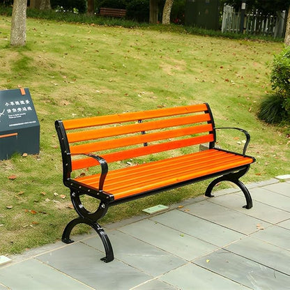 LITFAD Wooden Outdoor Bench Garden Bench with Backrest and Armrest Outdoor Furniture Park Bench for Patio, Lawn, Balcony, Yard, Porch-71 L x 16" W x 29" H,Brown