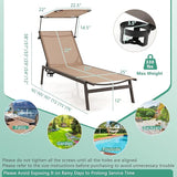 Giantex Outdoor Chaise Lounge Chair with Sunshade, 6 Adjustable Position, Sturdy Metal Frame, Cup Holder - Photo 3