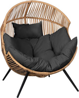 JAMFLY Wicker Egg Chair - Rattan Patio Chair with Cushion, Indoor-Outdoor Lounge Egg Basket Seat for Living Room - Photo 6