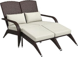 Outsunny Wicker Adirondack Chair for 2 with Cushions & Footrests, PE Rattan Double Chaise Lounge Chair - Photo 1
