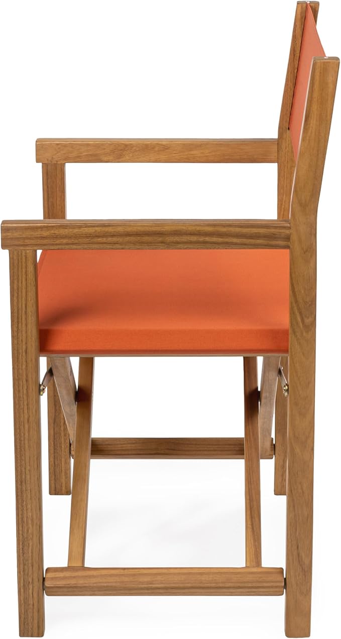 JONATHAN Y DRC1000C-SET2 Cukor Classic Vintage Outdoor Acacia Wood Folding Director Chair with Canvas Seat Classic, Vintage, Mid-Century, Modern, Traditional, Coastal, Orange/Teak Brown (Set of 2)