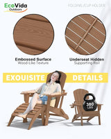 3-Piece Folding Adirondack Chair Set - 38" Extra Tall Back & Embossed Wood Grain - Photo 6