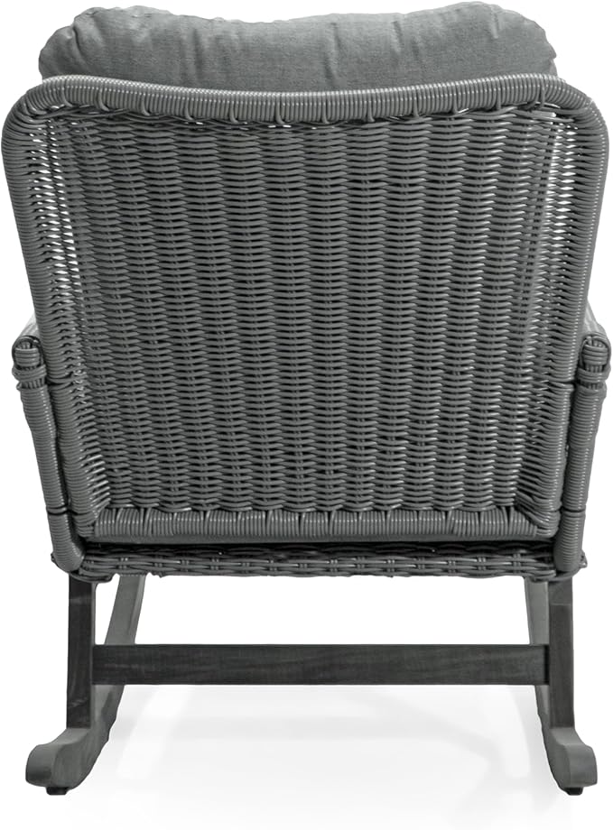 Outdoor Wooden Rocking Chair, Patio Rocking Chair with Soft Cushions & Wood Leg - Photo 6
