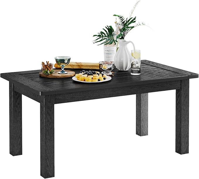 36" Outdoor Coffee Table, Weatherproof HIPS Patio Coffee Tables for Outside, All Weather Center Table with 220lbs Capacity for Deck, Garden, Balcony, Indoor or Outdoor Use, Black
