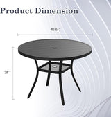 Outdoor Dining Table with Adjustable Umbrella Hole, 40.6" All-Weather Round Patio Dining Table for 4 - Photo 2