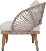 Merax Acacia Wood Outdoor Club Chair - Curved Tub Design Patio Lounge Chair with Handwoven Rope Accents & - Photo 7