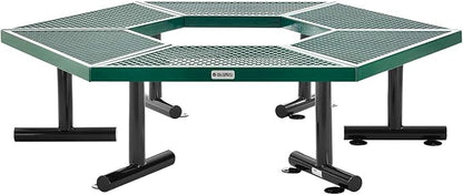Global Industrial Hexagon Outdoor Tree Bench, Expanded Metal, 73" L x 63" W x 18" H, Green