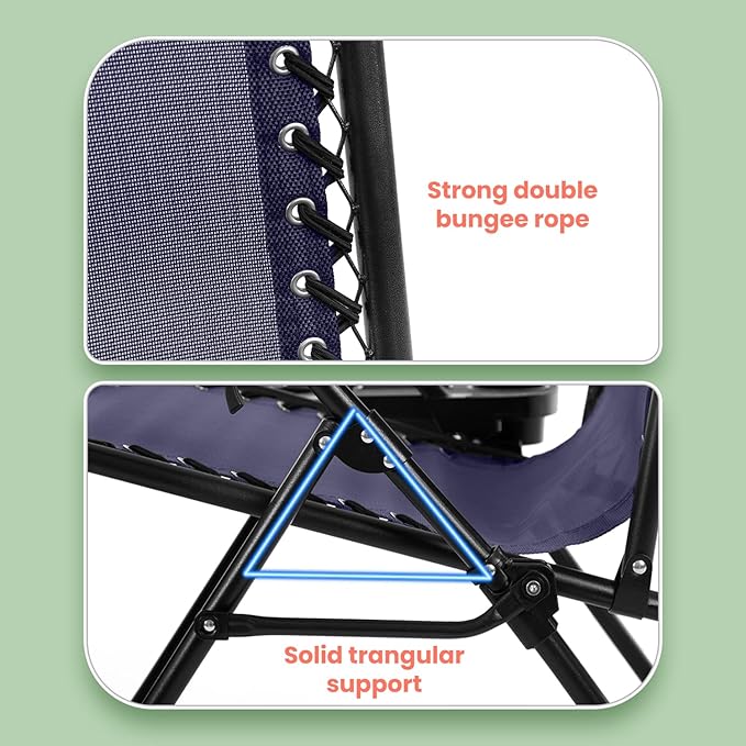 PayLessHere Set of 2 Lounge Chair Textilene Adjustable Beach Chair Zero Gravity Chair Folding Lawn Patio Chair with - Photo 7
