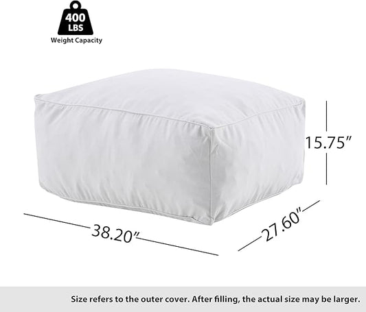 Christopher Knight Home Teriu Outdoor Bean Bag Chair with Shredded Foam, Modern Bean Bag Chairs for Adults and Kids, Indoor/Outdoor Ottoman Pouf, All Weather Lounge Chair Outdoor, Light Grey