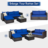 Tangkula Wicker Loveseat 2 Piece, Patio Furniture Couch with Removable Cushions, Rattan Loveseat Sofa for Balcony, Deck - Photo 8