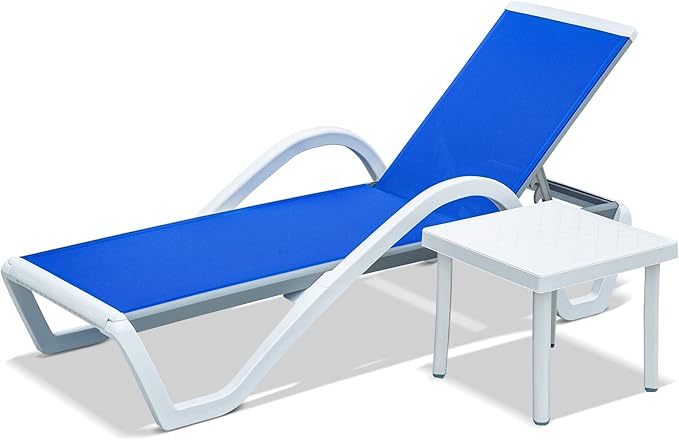domi outdoor living Patio Chaise Lounge Adjustable Aluminum Lounge Chairs with Arm All Weather Pool Chairs for Outside - Photo 8