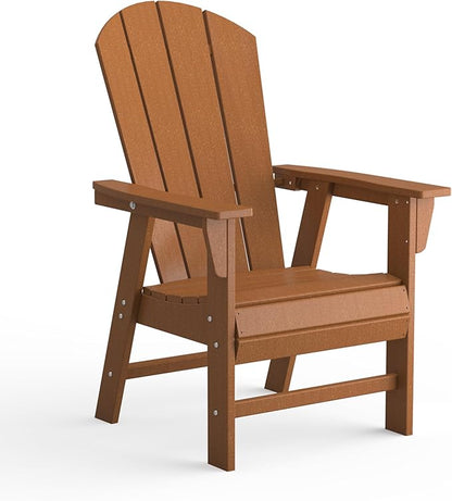 Costaelm Outdoor Adirondack Chair, HDPE Patio Balcony Chair, Portside Seashell Nautical Curveback Adirondack Chair and Fire Pit Chairs, Teak
