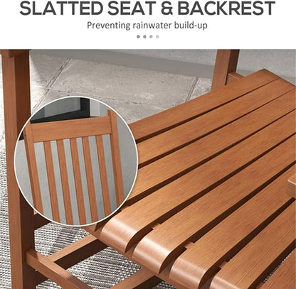 2Pcs Wooden Rocking Chairs, Wood Classic Slatted Patio Porch Rockers for Porches, Backyards, Poolside Balconies, Decks(Teak)