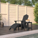 Garden Adirondack Chair Set Anthracite HDPE Outdoor Furniture with Footstool and Table - Photo 1