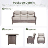 Luxury Patio Furniture Set with 6-inch Thick Cushion, Outdoor Furniture with Fire Pit Table, Swivel Chairs, Sofa - Photo 2
