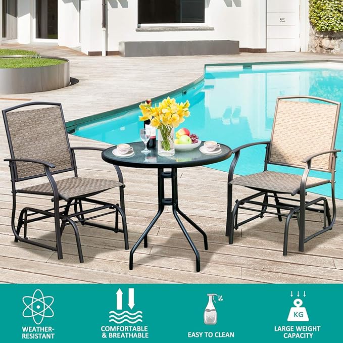 Giantex Outdoor Glider Chair W/Sturdy Metal Frame & Breathable Mesh Fabric - Photo 4