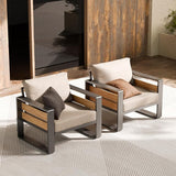 ZANDOR Aluminum Outdoor Patio Furniture - 2 Pcs Armchairs and Coffee Table - Photo 6