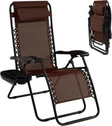 Goplus Zero Gravity Lounge Chairs, 160°Adjustable Folding Recliner w/Pillow and Cup Holder - Photo 1