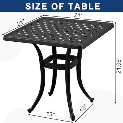 21”Cast Aluminum Outdoor Side Table, Cast Aluminum Patio End Tables, Weather Resistant End Table, Coffee Table for Patio, Porch, Deck, Garden, Black (1, Black)