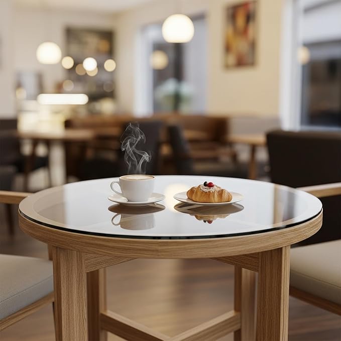 18 inch Round 1/4" Thick Pencil Polished Edge Glass Table Top with 6 Bumpers - Tempered - Photo 9