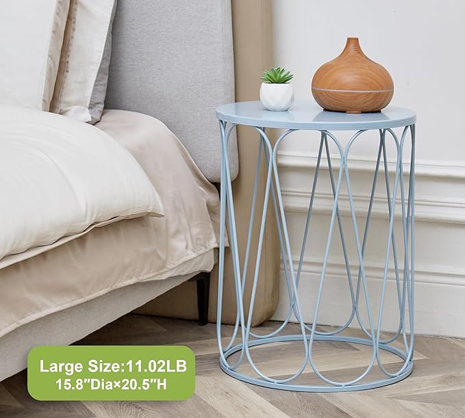 HFHOME Set of 3 Metal Outdoor Side Table, Nesting Round Coffee Table for Indoor Outdoor - Photo 3
